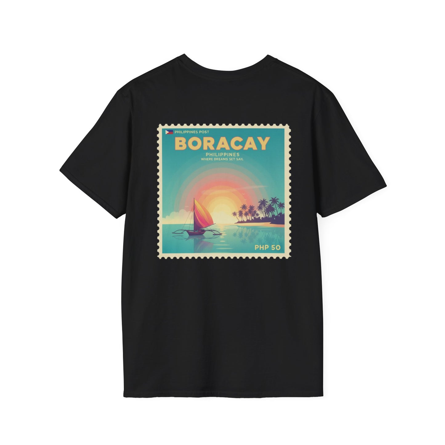 Boracay Sunset Stamp T-Shirt — Vintage Philippine Beach Travel Tee