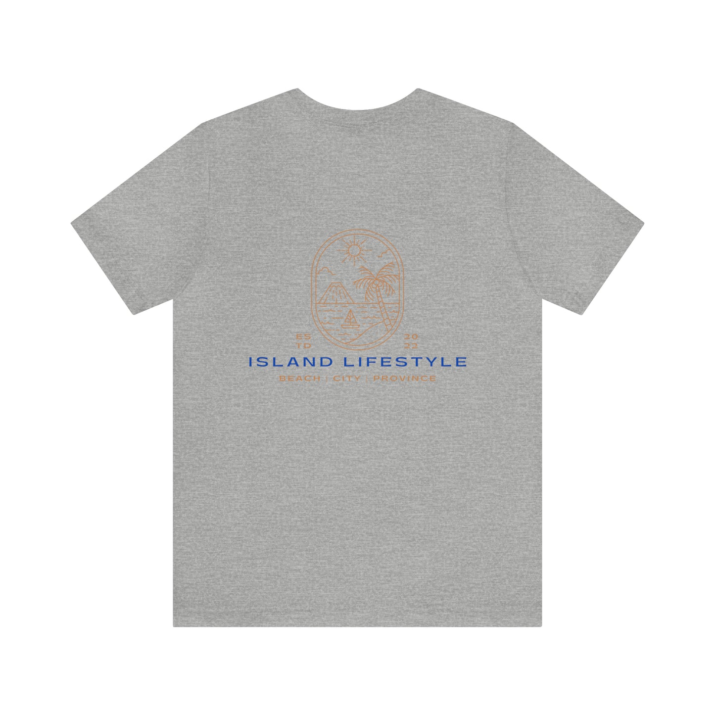 Island Lifestyle T-Shirt Tropical Design Philippines Bali Southeast Asia with Blue Gold Text