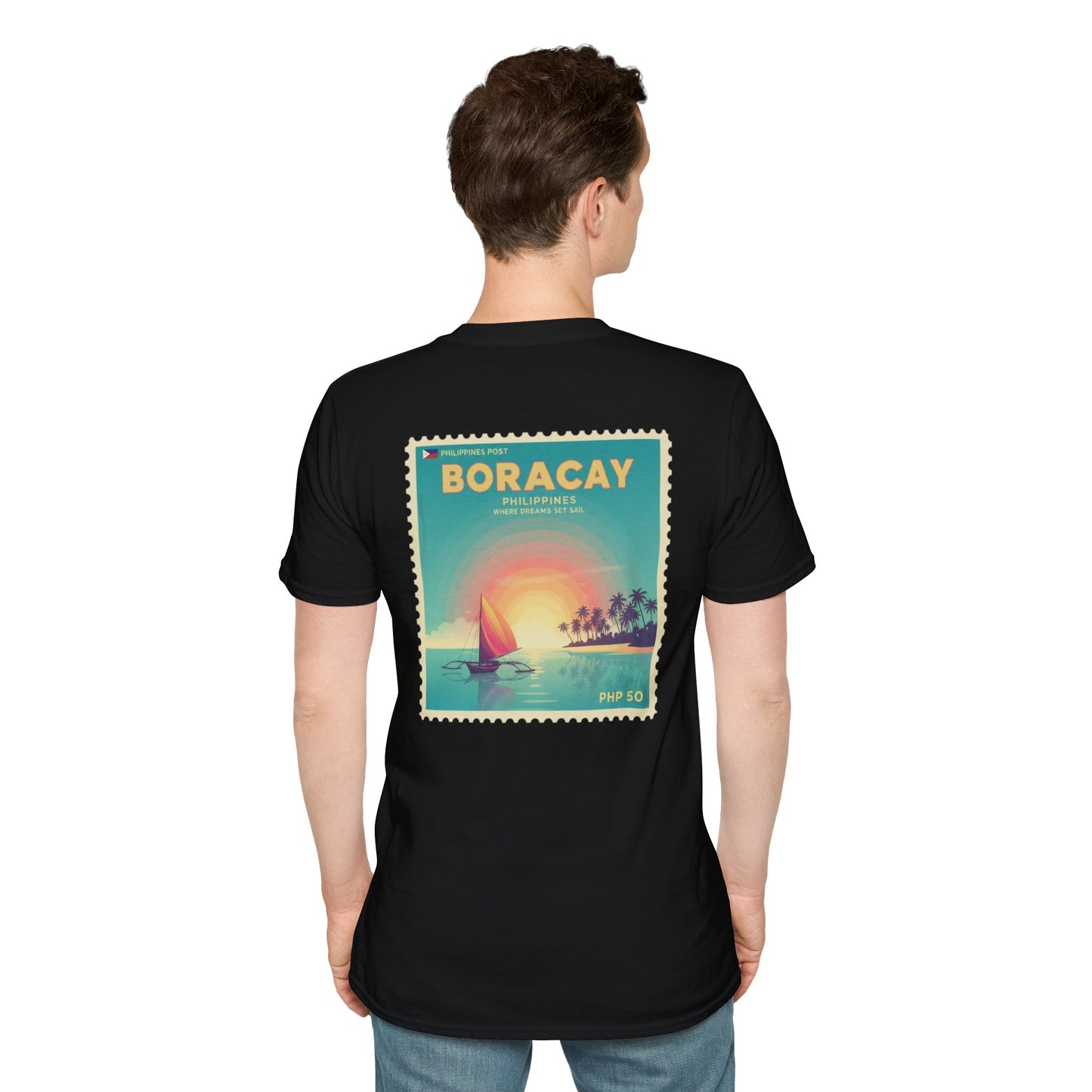 Boracay Sunset Stamp T-Shirt — Vintage Philippine Beach Travel Tee