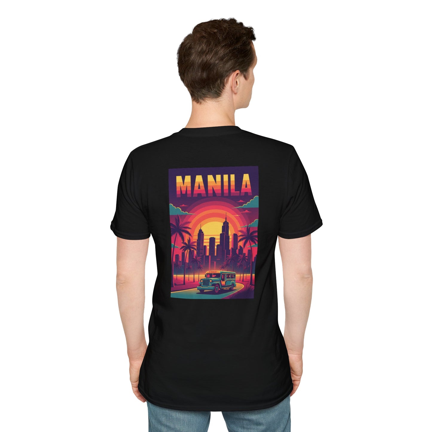 Manila Retro Sunset T-Shirt — Vintage Jeepney Skyline Tee