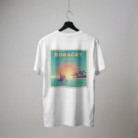 Boracay Sunset Stamp T-Shirt — Vintage Philippine Beach Travel Tee