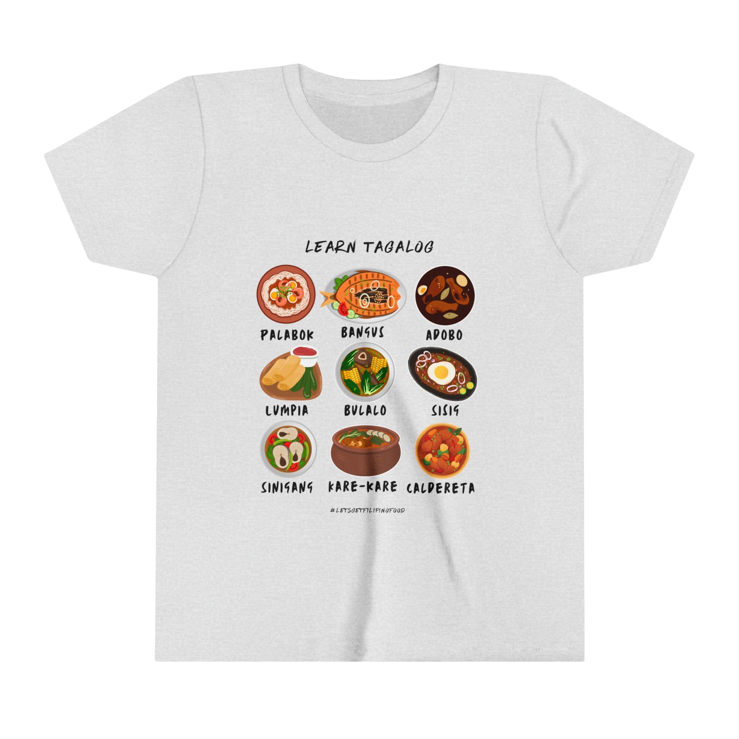 Youth Short Sleeve Learn Tagalog Filipino Food Tee