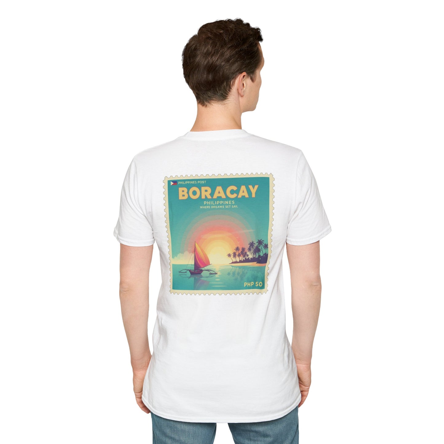 Boracay Sunset Stamp T-Shirt — Vintage Philippine Beach Travel Tee
