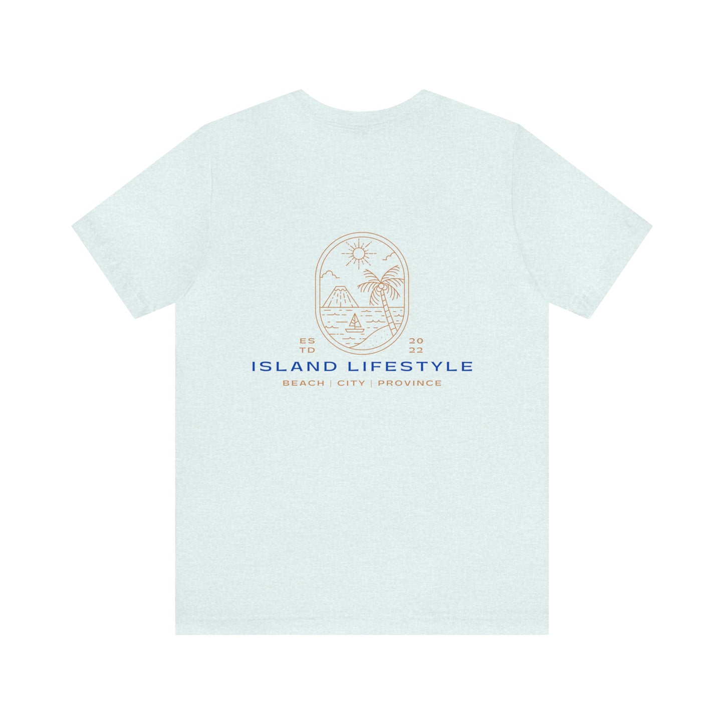 Island Lifestyle T-Shirt Tropical Design Philippines Bali Southeast Asia with Blue Gold Text