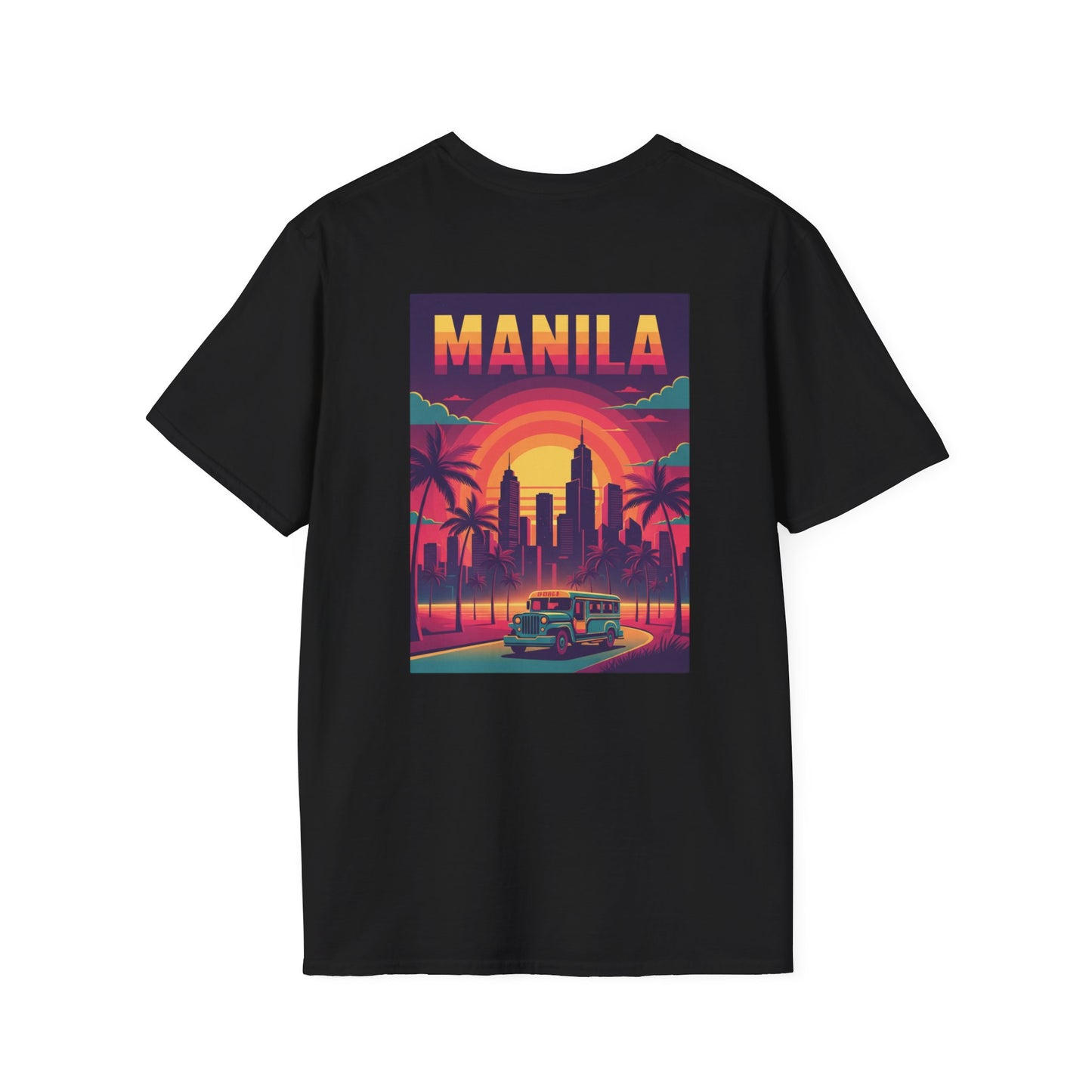 Manila Retro Sunset T-Shirt — Vintage Jeepney Skyline Tee