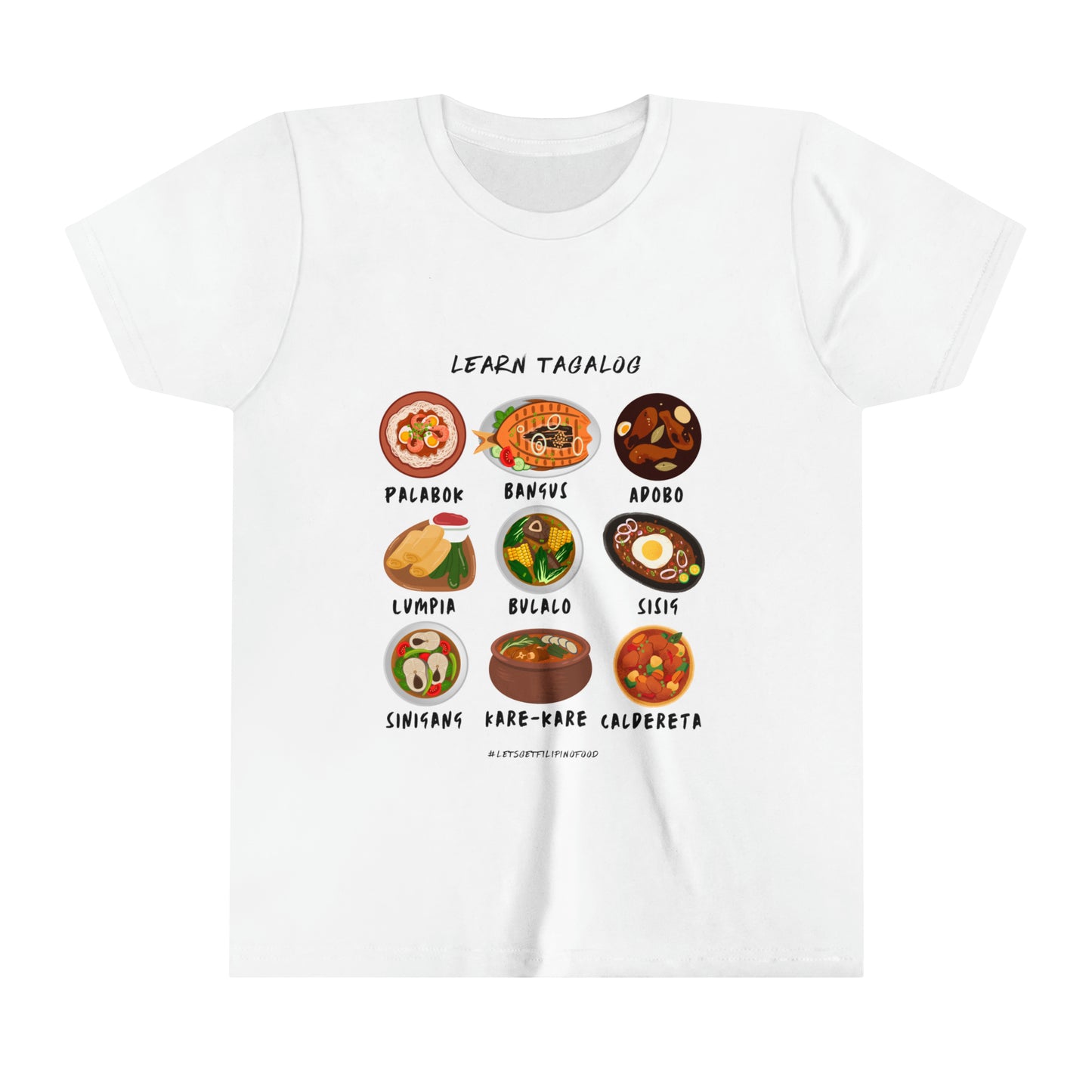 Youth Short Sleeve Learn Tagalog Filipino Food Tee