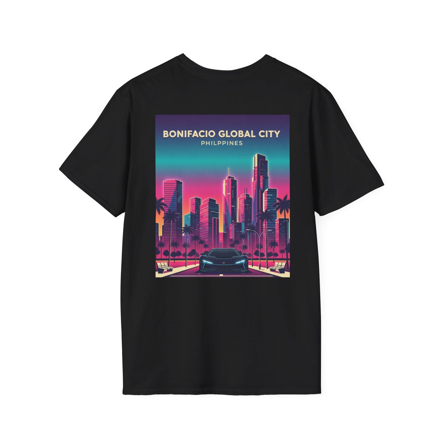 Bonifacio Global City Skyline T-Shirt — Retro Neon Philippines Travel Tee