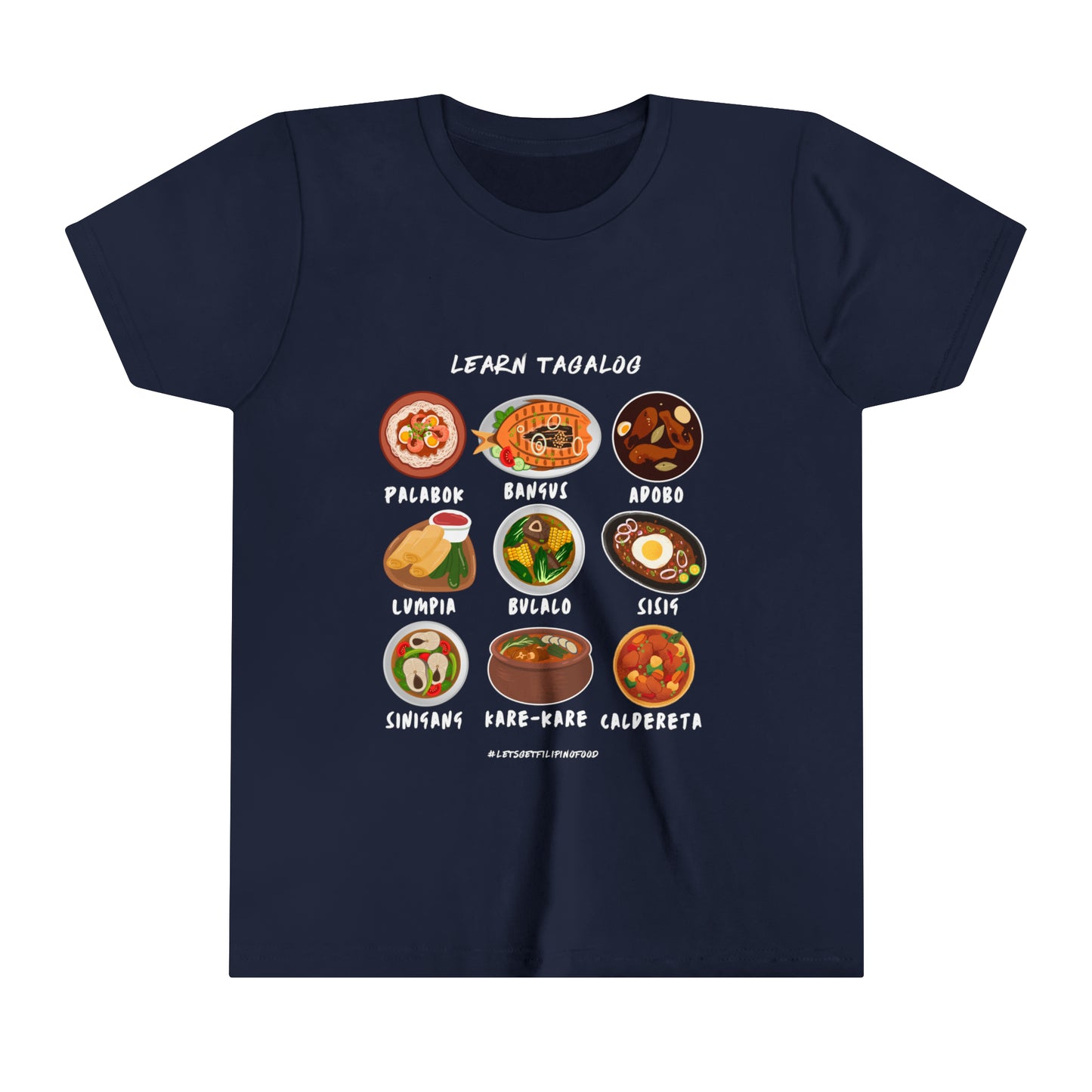 Youth Short Sleeve Learn Tagalog Filipino Food Tee