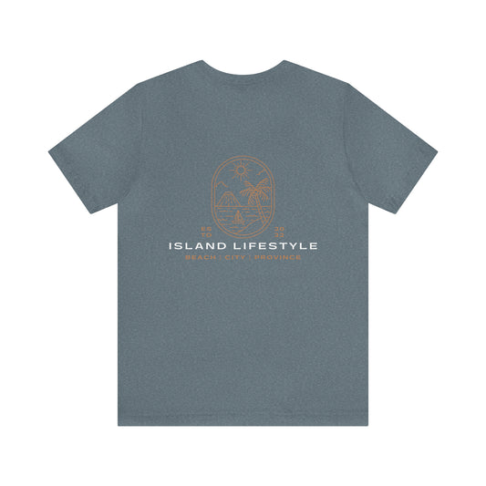 Island Lifestyle T-Shirt Tropical Design Philippines Bali Southeast Asia with White Gold Text