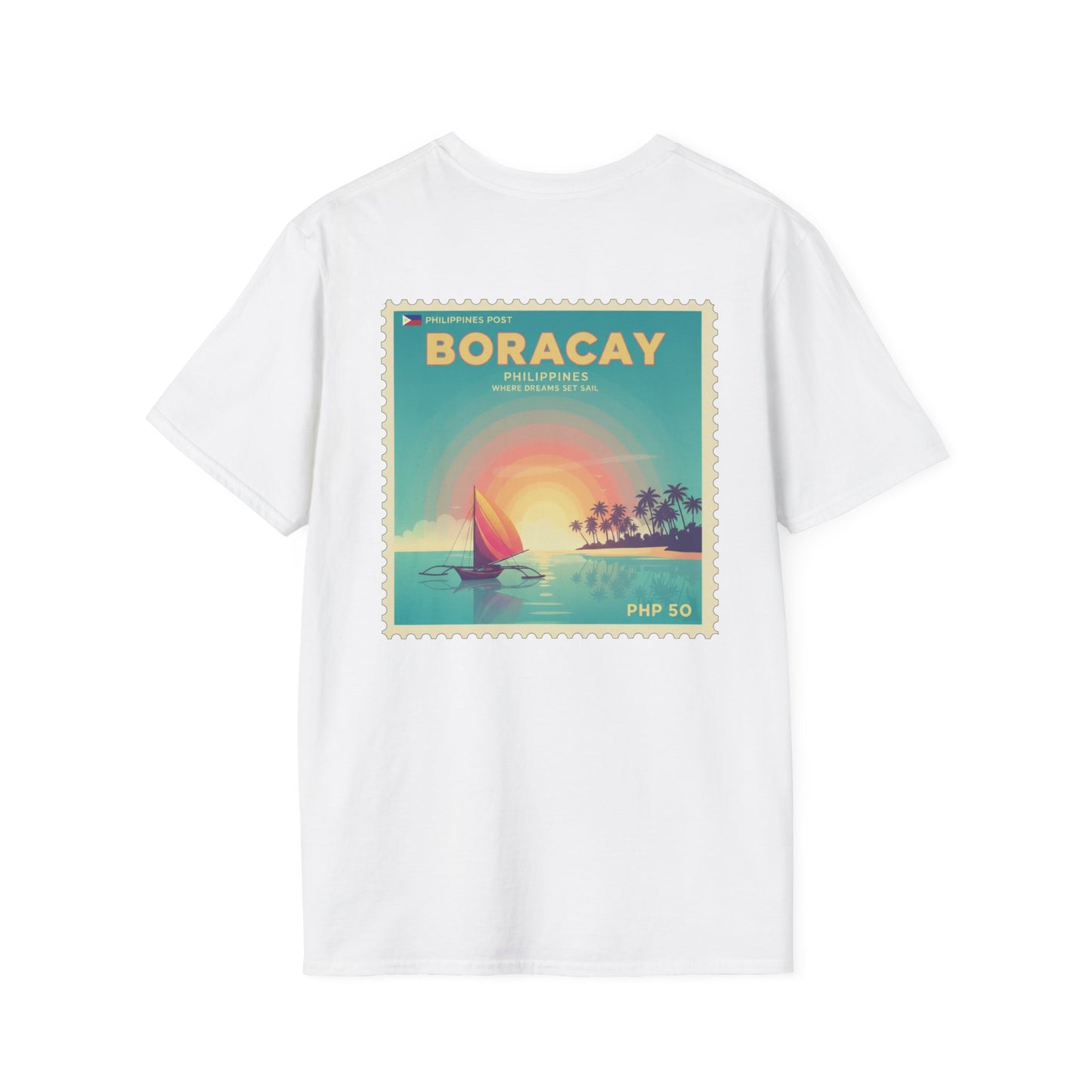 Boracay Sunset Stamp T-Shirt — Vintage Philippine Beach Travel Tee